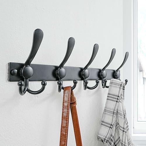 MaxStrong 2.0 Pro Heavy Duty Coat Rack | Wall Mount Entryway Hanger | Stainless Steel | Black