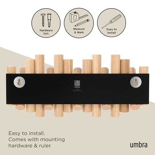 Umbra Picket 5 Hooks Wall-Mounted Rail Natural Finish