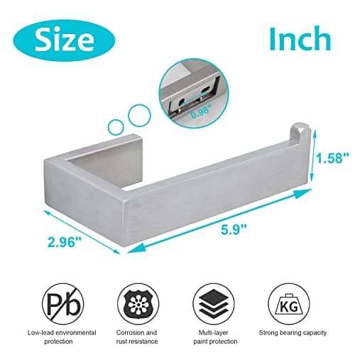 TocTen Thick 304 Stainless Steel Toilet Paper Holder, Wall Mount, Fits Big Roll Paper (5.9In, Brushed)