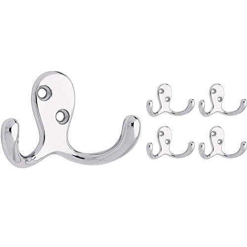 Franklin Brass Double Wall Hooks 10-Pack Matte Black Wall Mount Hangers — Polished Chrome