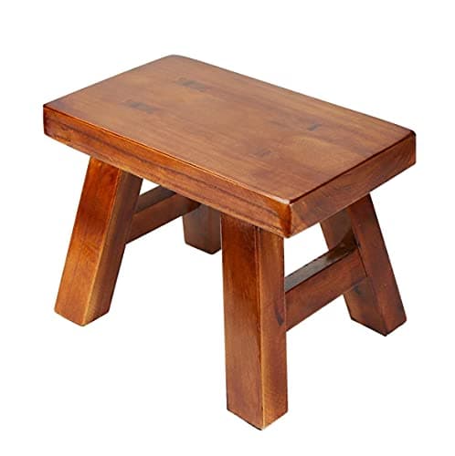 Black Solid Wood Step Stool for Kids Adults Fishing Plants — Brown