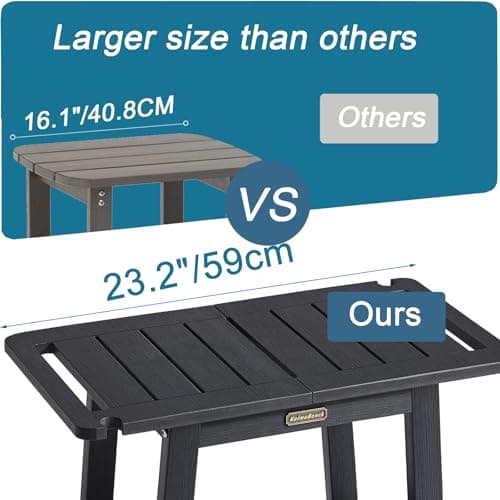 HDPS Waterproof Shower Bench Seat with Handles & Holder, Black Non-Slip Foot Rest