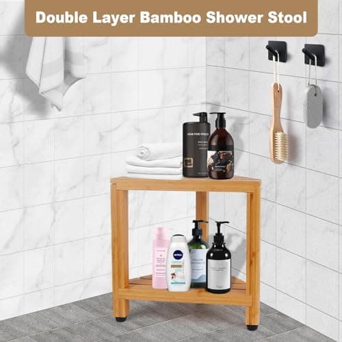 Bamboo Shower Foot Rest for Shaving Legs in Small Shower Spaces
