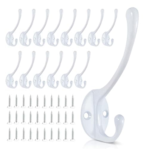 Heavy Duty Metal Coat Hooks (15-Pack) — 15pack-White