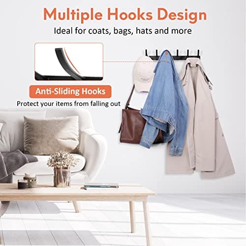 Wall Mount Coat Hooks Set for Hanging - Pack of 2