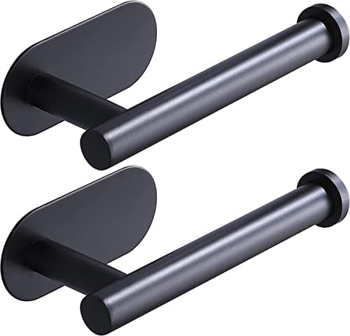 Black Wall-Mount Toilet Paper Holder: No Drilling Needed — Black 2 Pieces