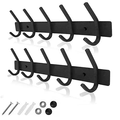 GlazieVault Stainless Steel Coat Rack (2 Pack) - Heavy Duty Hooks for Hats, Towels, Robes - Silver — Black J Modern