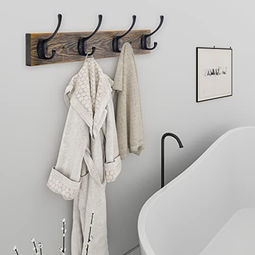 Wall Mounted Coat Rack with 8 Hooks for Coats, Scarves, Bags, and More