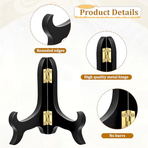 Vin Beauty 4 Inch Black Wooden Display Stand for Pictures and Artwork