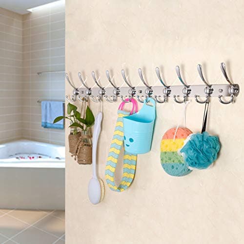 Chromed 10-Triple-Hook WEBI Coat Rack Wall Mount