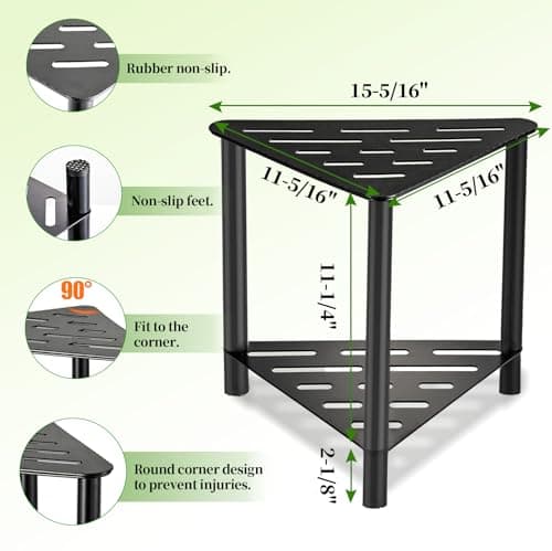 IBosins Corner Shower Stool with Storage Shelf - Compact Bath Bench for Shaving and Sitting in the Shower
