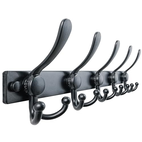 MaxStrong 2.0 Pro Heavy Duty Coat Rack | Wall Mount Entryway Hanger | Stainless Steel | Black