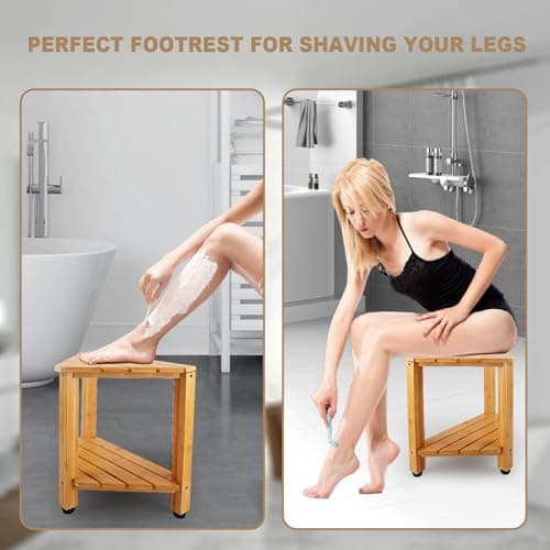 Bamboo Shower Foot Rest for Shaving Legs in Small Shower Spaces