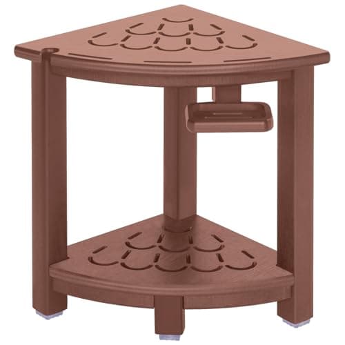 Nalone HDPE Corner Shower Stool with Storage (Grey) — Brown