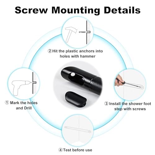 Black Wall-Mounted Stainless Steel Shower Foot Rest for Leg Shaving…
