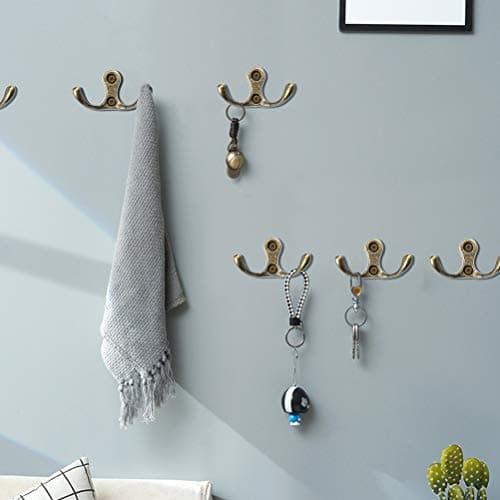 11 Pack Antique Brass Double Round Head Wall Mount Heavy Duty Coat Hooks