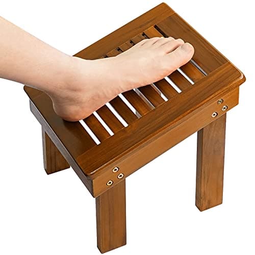 Utoplike Sturdy Teak Wood Shower Foot Stool for Leg Shaving