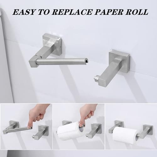 Brushed Nickel Double Post Pivoting Toilet Paper Holder Hangers Stainless Steel Wall Mount Stand