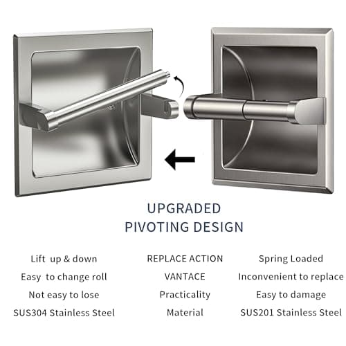 SUS304 Brushed Nickel Pivoting Wall Toilet Paper Holder