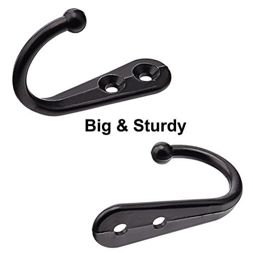 Vintage Black Coat Hook 24 Pieces, Wall Mount Robe Hook with 50 Screws