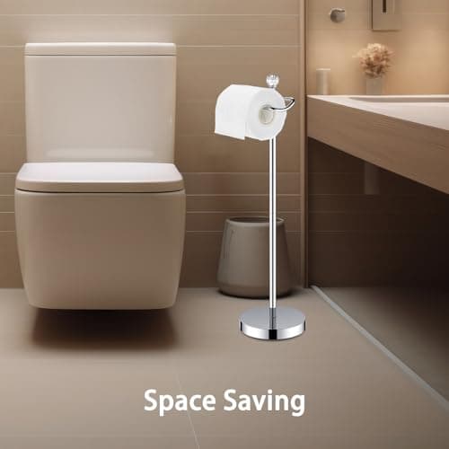 Chrome Finish Crystal Finial Free-Standing Toilet Paper Holder with Reserve Function