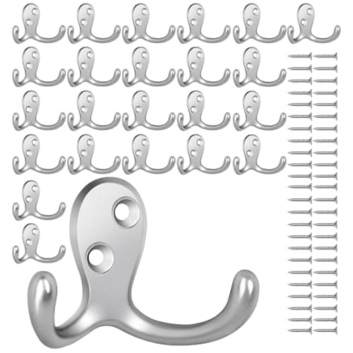 Heavy Duty 14 Pack Double Prong Coat Hooks for Hanging Towel, Coat, Bag, Hat, Cup, Key
| No Rust Black Metal Wall Mounted Coat Hooks with 28 Screws for Heavy Duty Use
| 14 Pack Coat Hooks for Hanging Towel, Coat, Bag, Hat, Cup, Key - Wall Mounted wi 