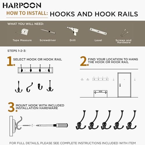 Harpoon 10-Piece Prong Hooks, Wall Mounted