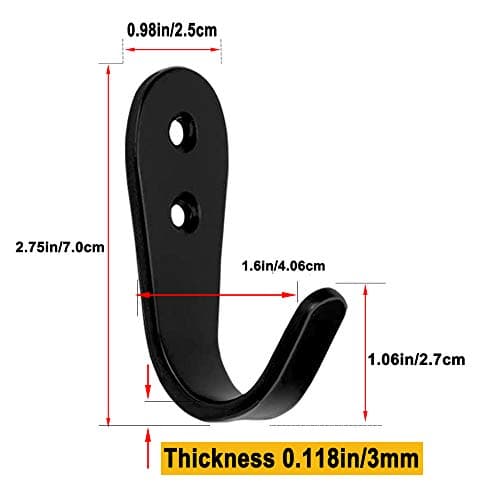 MsBong 8-Pc Black Coat Hooks, Heavy Duty, No Rust, Wall Mounted