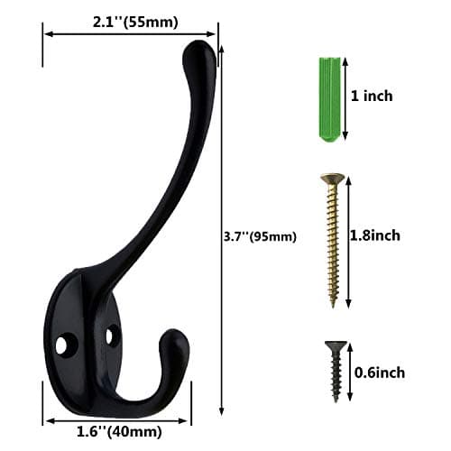 IBosins Brown Rustic Metal Wood Wall Mount Coat Rack (4 Hooks)