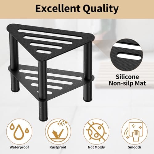Waterproof Black Corner Shower Foot Stool with Storage Bench
