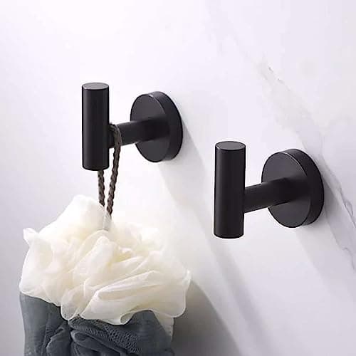Modket 4 Pack Matte Black 304 Stainless Steel Bathroom Towel Hooks Holder
