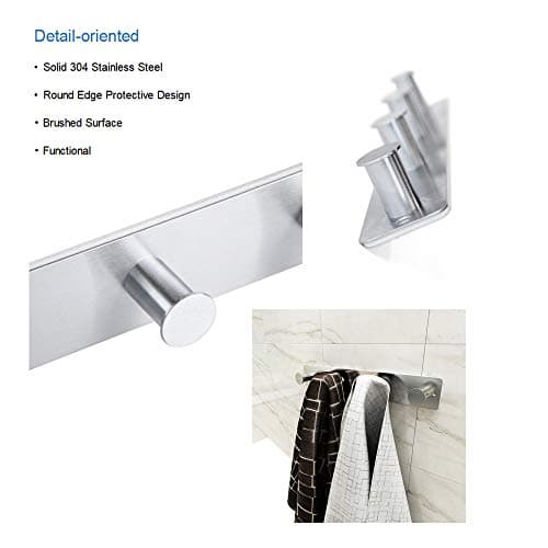 Stainless Steel Coat Rack Hooks for Wall with 4 Heavy Duty Hooks