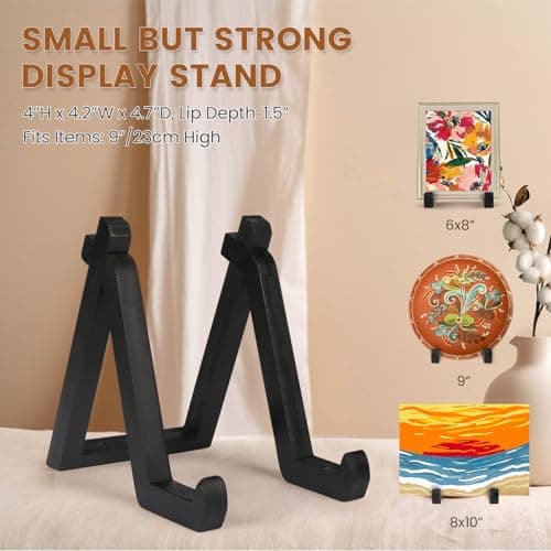 2 Pack Bamboo Plate Display Stand, Decorative Picture Frame Holder Stand