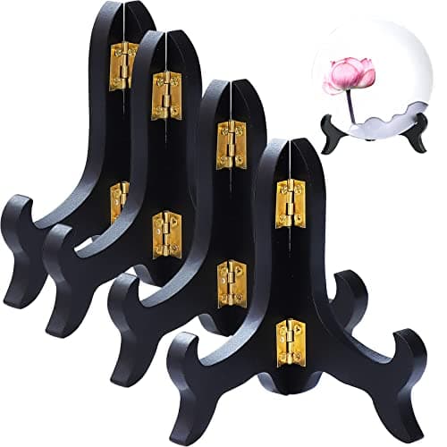 4-Piece Black Mahogany Finish Wooden Easel Display Stand for Picture Frame