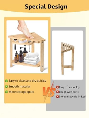 Lanstics 15" Corner Shower Stool with Storage Bench