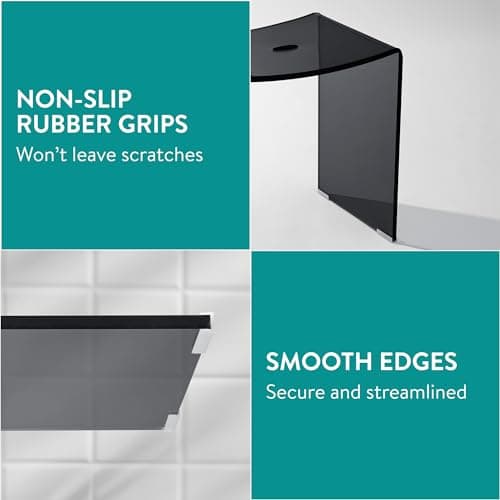 Navaris Black Acrylic Shower Bench - Waterproof 17.1" x 14.6" x 11" Seat