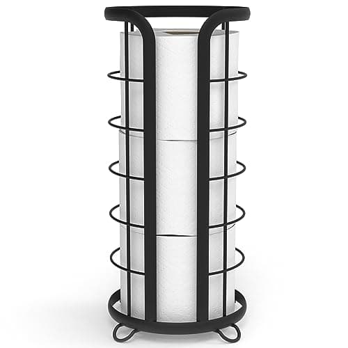 Brookstone Bronze Freestanding Toilet Paper Holder, Modern & Stylish Storage Solution — Trending Black