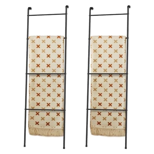 2-Pack Black Decorative Metal Towel Rack for Pool and Living Room Bathroom