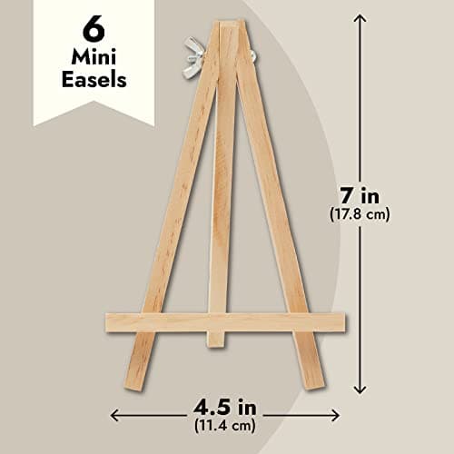 7-Inch Wooden Mini Easel with 6-Pack Stands & Place Card Holders for Table Art Display
