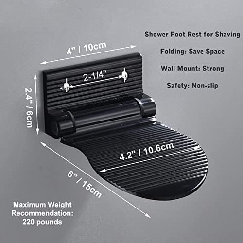 Black Metal Wall Mounted Folding Foot Rest for Shaving