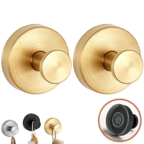 Luxe No-Drill Stainless Steel Waterproof Towel Hooks for Bathrooms — Gold 2PC