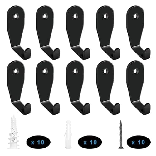 Heavy Duty Black Wall Hooks, 6pcs for Coats, Towels, Bags — style3-10P