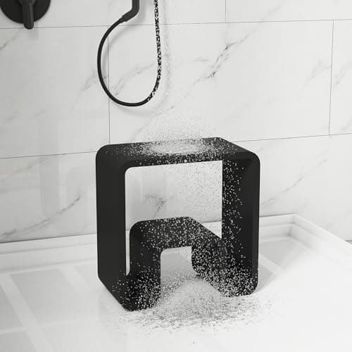 CASAINC Modern Shower Stool with Dual-Layer Storage, Matte Black, 440 lbs Capacity