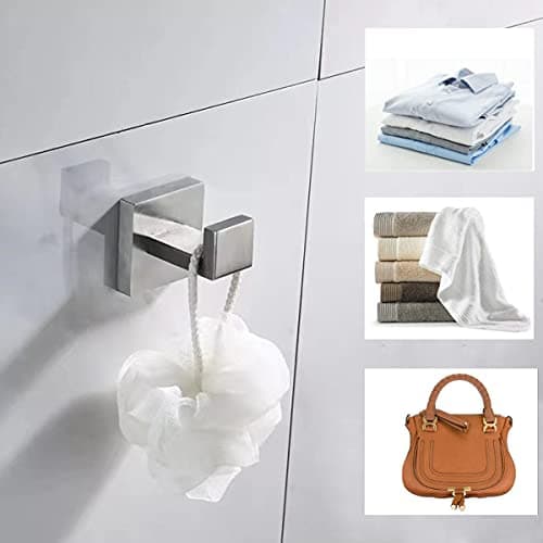 Durable Brush Nickel Towel Hooks, 4 Pack, for Bathroom, Kitchen, and Garage