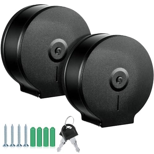 Mifoci Commercial Toilet Paper Holder, Stainless Steel, Silver, Fits 9" Rolls — Black