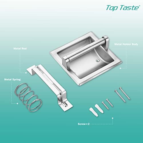 Stainless Steel Recessed Toilet Paper Holder, Brushed Nickel, Wall Mount