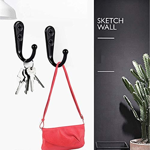YMAISS 40-Pack Small Black Wall Mount Coat Hooks Vintage Style Double Hole Metal Hooks