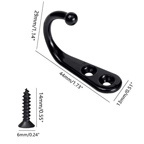 YMAISS 40-Pack Small Black Wall Mount Coat Hooks Vintage Style Double Hole Metal Hooks