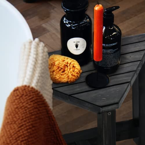 ENKEZI Rustic Black Shower Foot Rest - 12 in Bench for Inside Showers