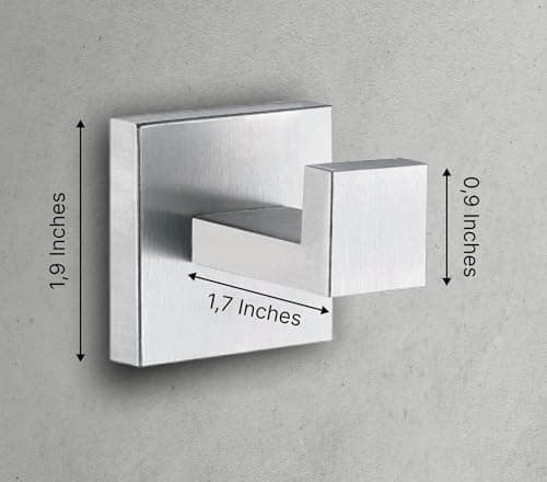 Stainless Steel Towel Hooks for Bathroom and Kitchen - 1.9 x 1.8 Inch Robe Hooks with Brushed Finish